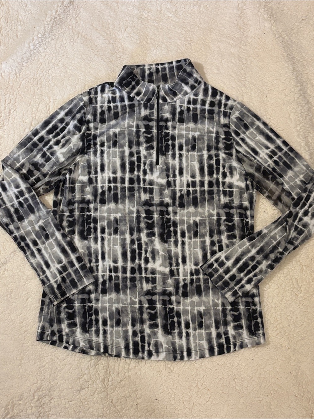 IBKUL Rue Men's Long Sleeve Black & White Quarter-Zip Shirt Sz medium
